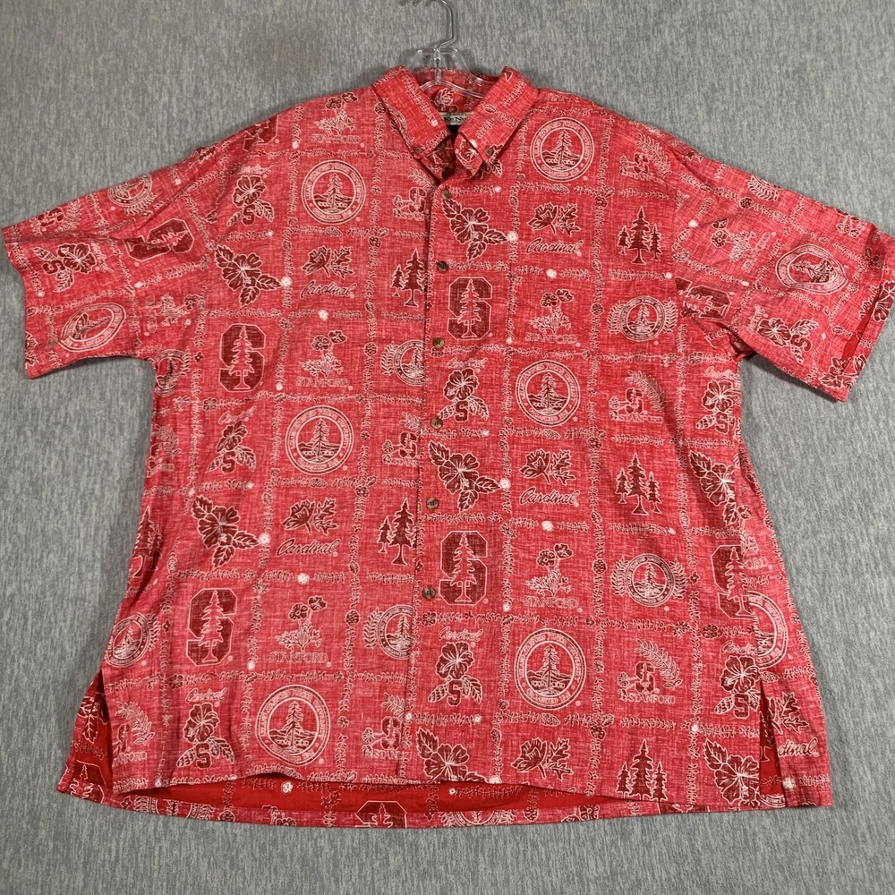 Stanford Cardinal Shirt Mens 2XL‎ Red NCAA Football Ke Nui Hawaiian Button Up